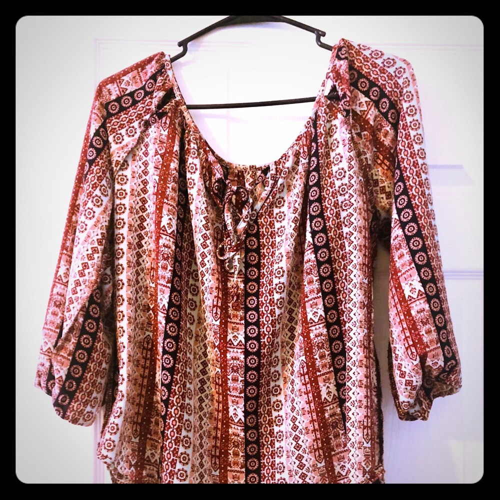 👚 Tribal Print Blouse; very “flowing” and comfy